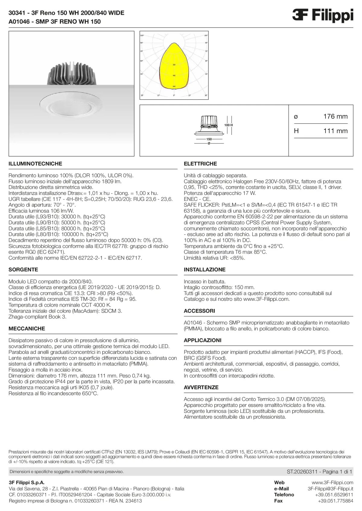 30341+A01046 - 3F Reno 150 WH 2000-840 WIDE + SMP WH - Datasheet - it