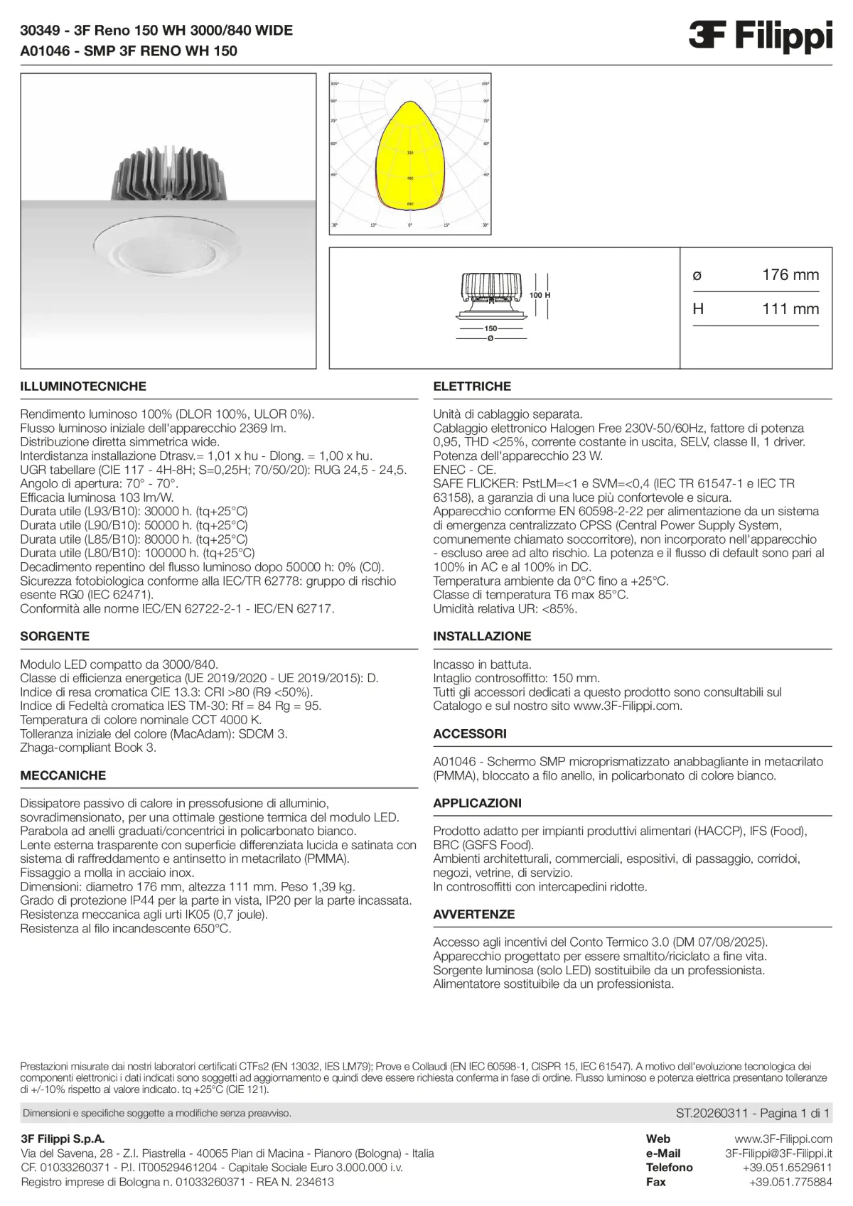 30349+A01046 - 3F Reno 150 WH 3000-840 WIDE + SMP WH - Datasheet - it