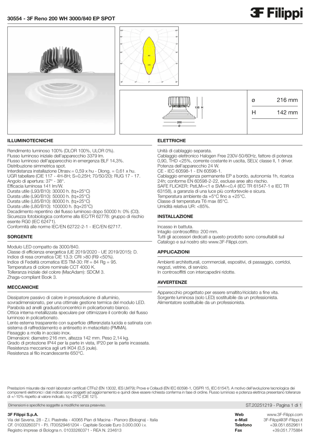 30554 - 3F Reno 200 WH 3000-840 EP SPOT - Datasheet - it