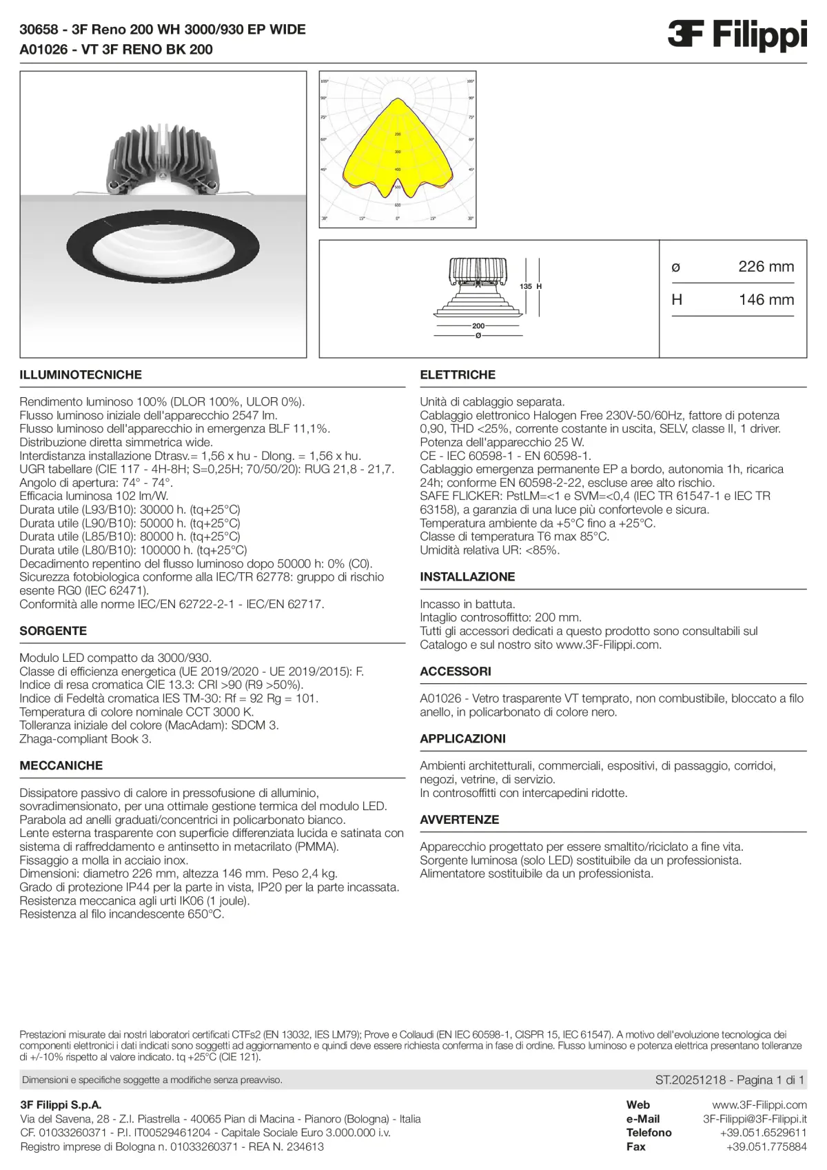 30658+A01026 - 3F Reno 200 WH 3000-930 EP WIDE + VT BK - Datasheet - it