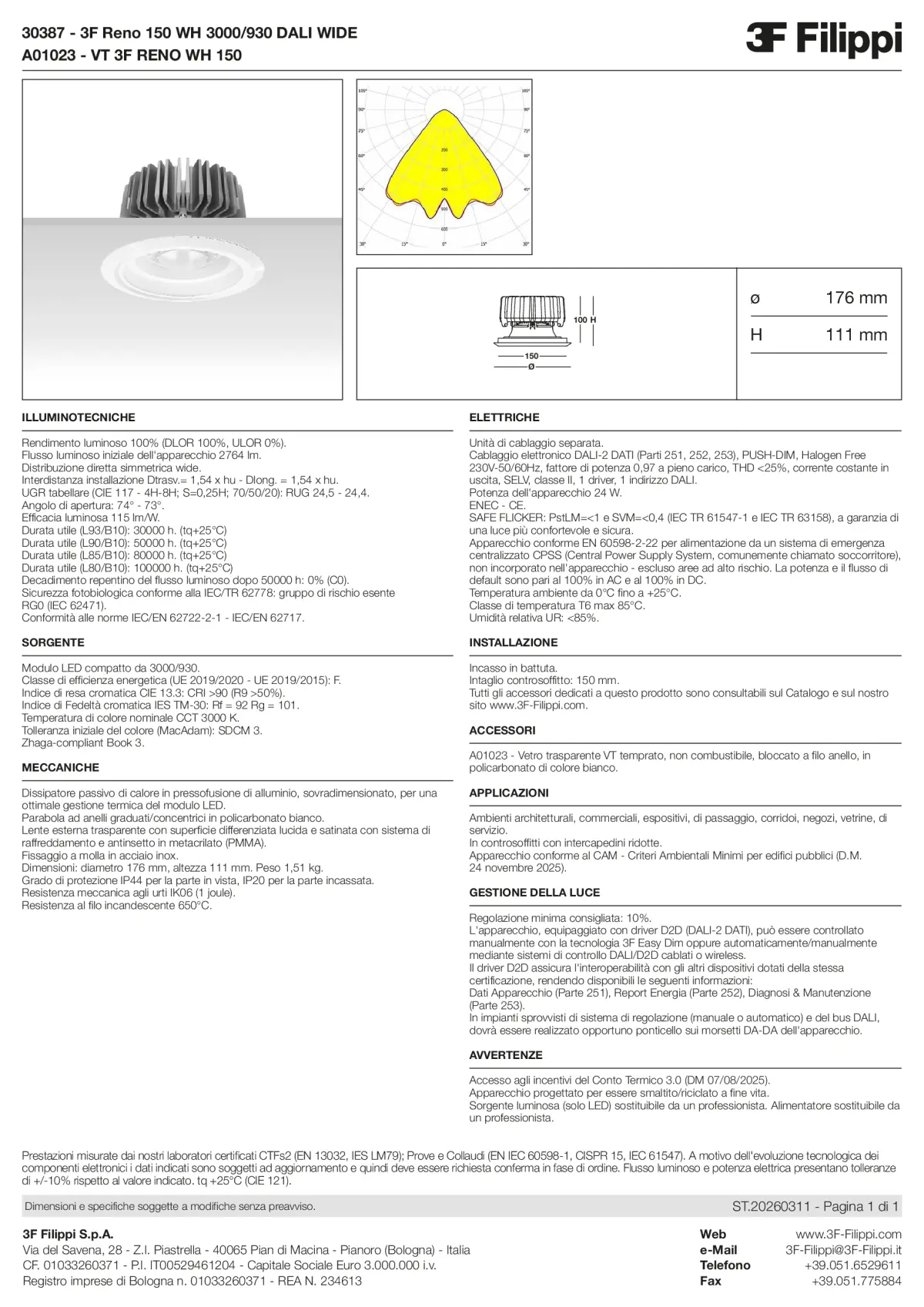 30387+A01023 - 3F Reno 150 WH 3000-930 DALI WIDE + VT WH - Datasheet - it