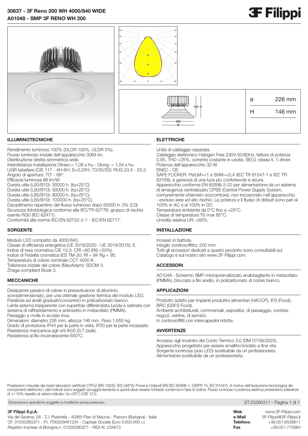 30637+A01048 - 3F Reno 200 WH 4000-840 WIDE + SMP WH - Datasheet - it