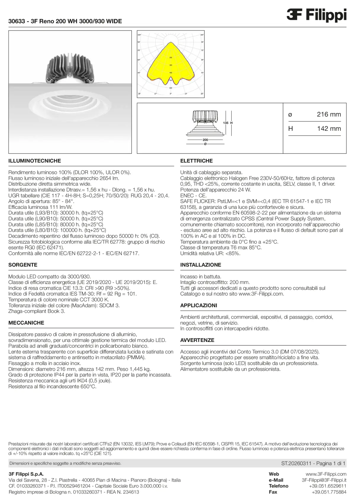 30633 - 3F Reno 200 WH 3000-930 WIDE - Datasheet - it