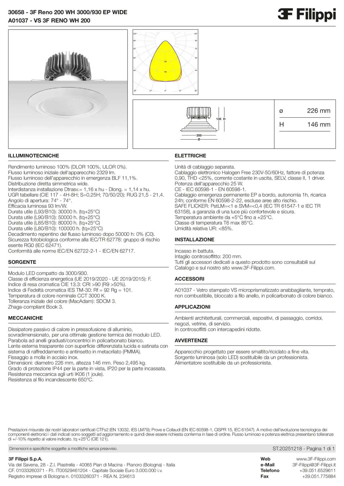 30658+A01037 - 3F Reno 200 WH 3000-930 EP WIDE + VS WH - Datasheet - it