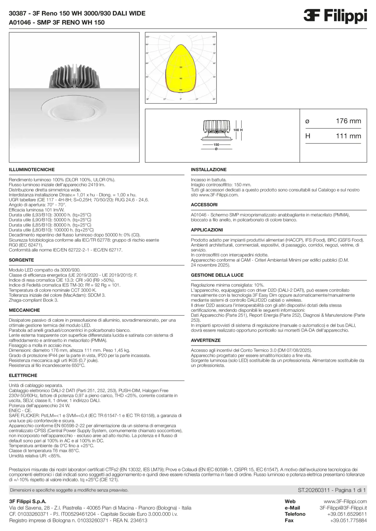 30387+A01046 - 3F Reno 150 WH 3000-930 DALI WIDE + SMP WH - Datasheet - it