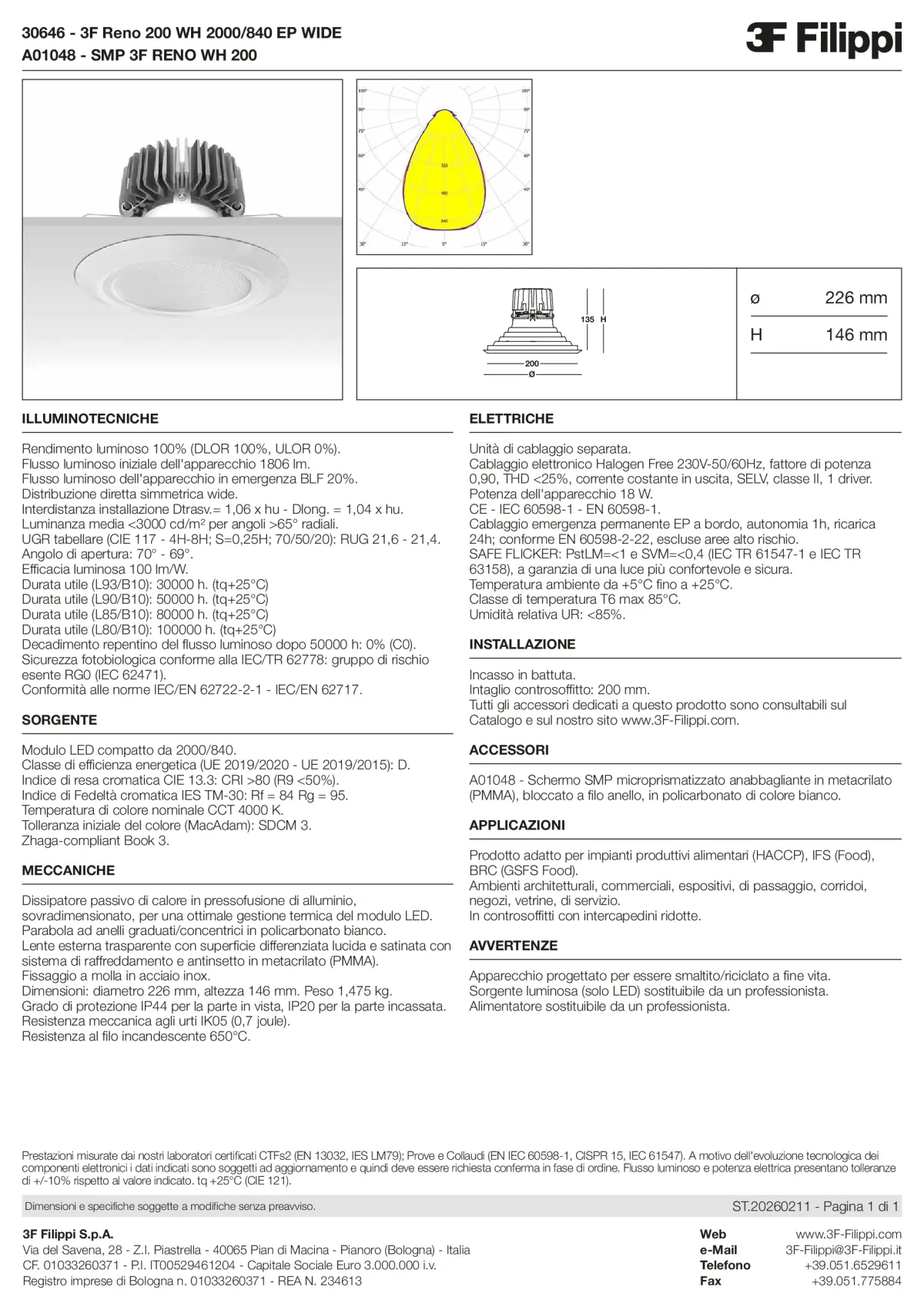 30646+A01048 - 3F Reno 200 WH 2000-840 EP WIDE + SMP WH - Datasheet - it