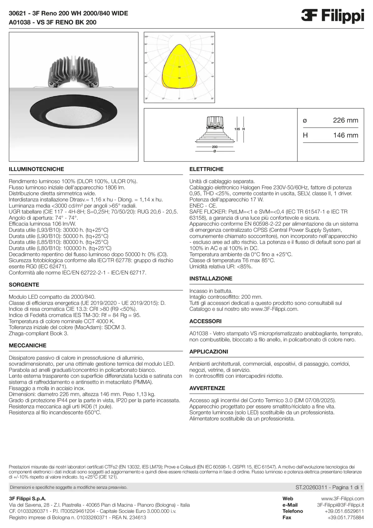30621+A01038 - 3F Reno 200 WH 2000-840 WIDE + VS BK - Datasheet - it