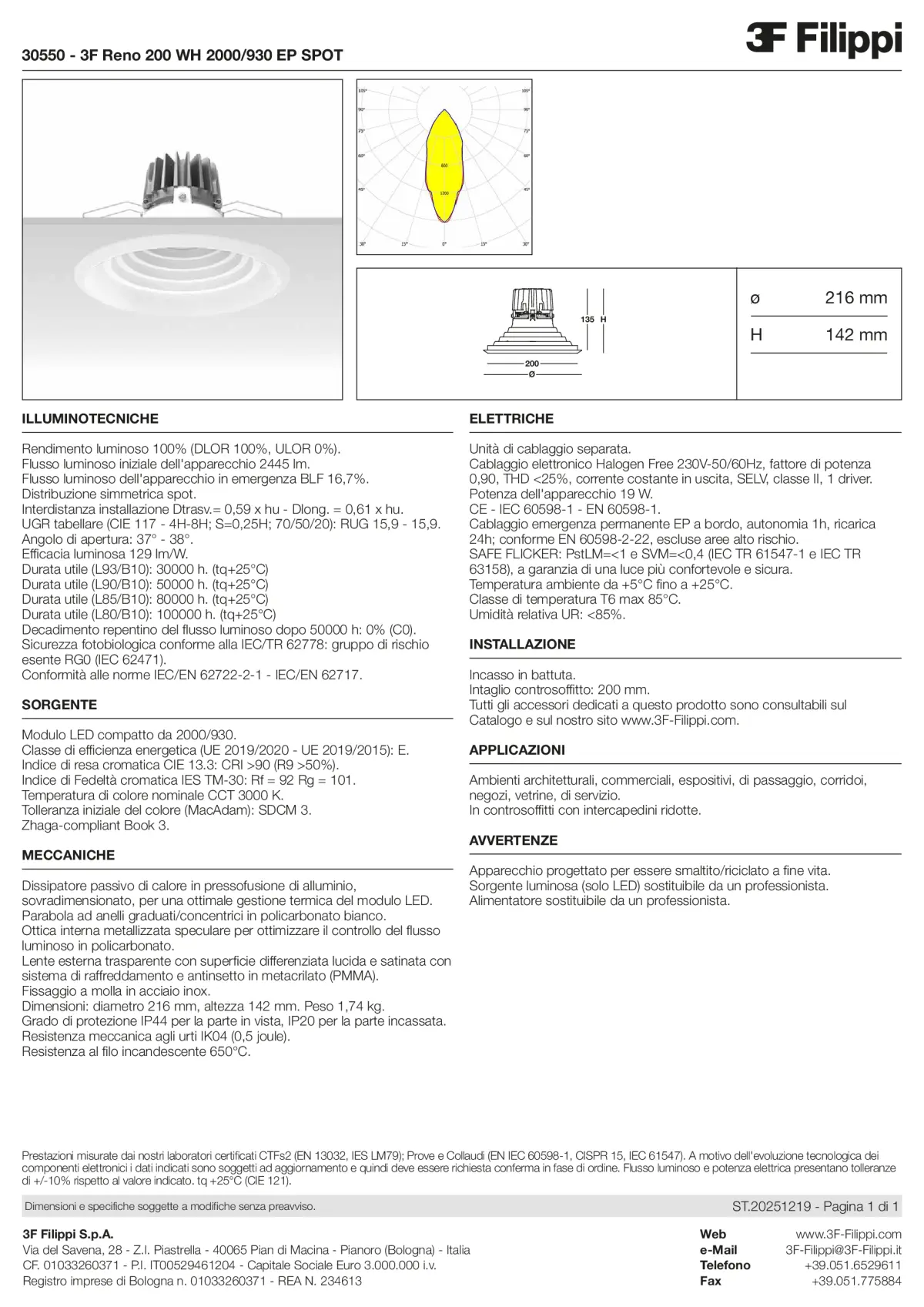 30550 - 3F Reno 200 WH 2000-930 EP SPOT - Datasheet - it