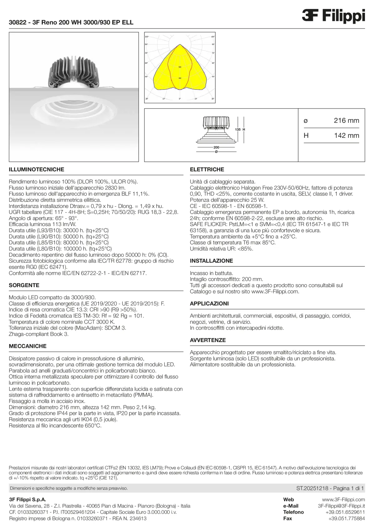 30822 - 3F Reno 200 WH 3000-930 EP ELL - Datasheet - it