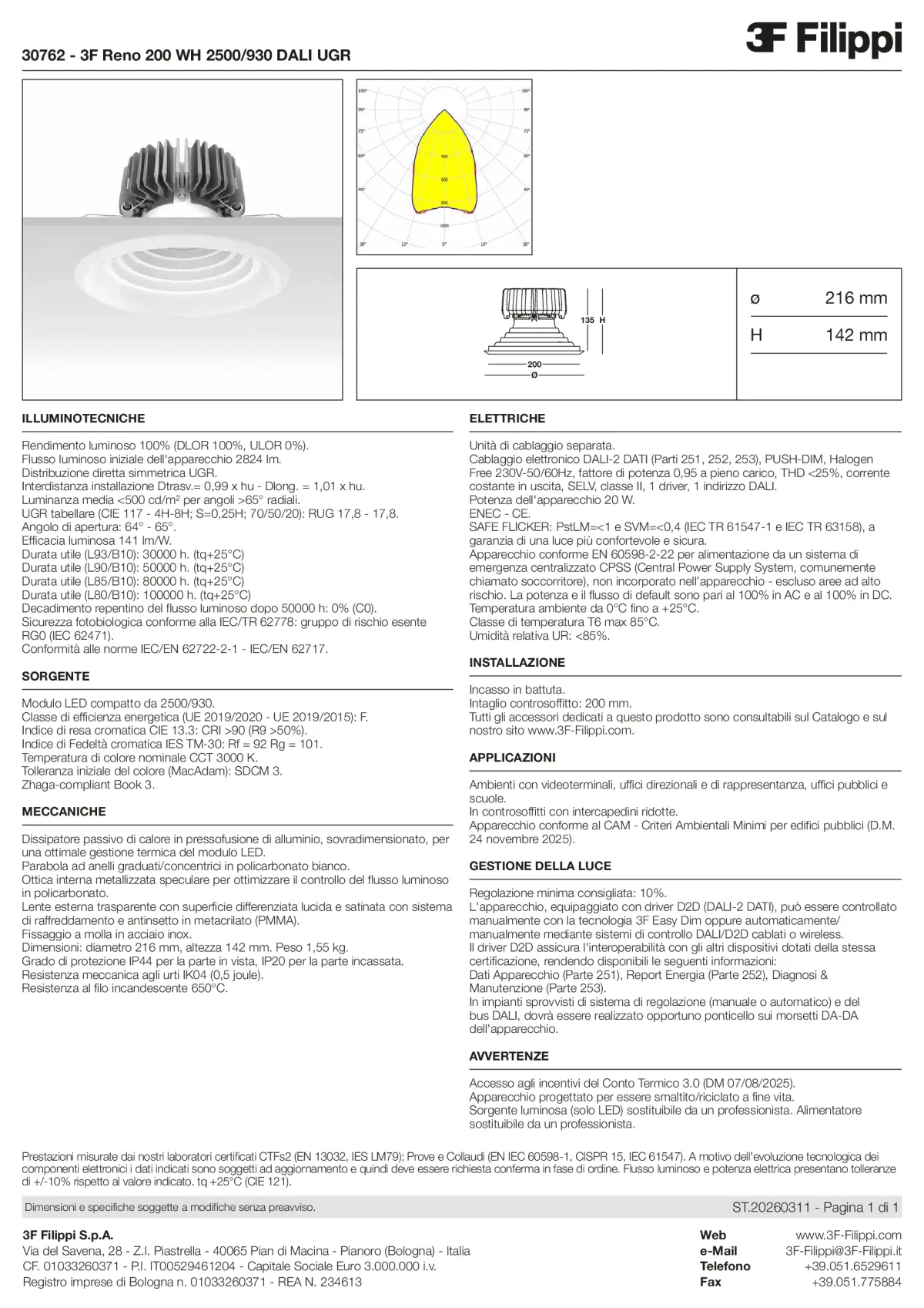 30762 - 3F Reno 200 WH 2500-930 DALI UGR - Datasheet - it