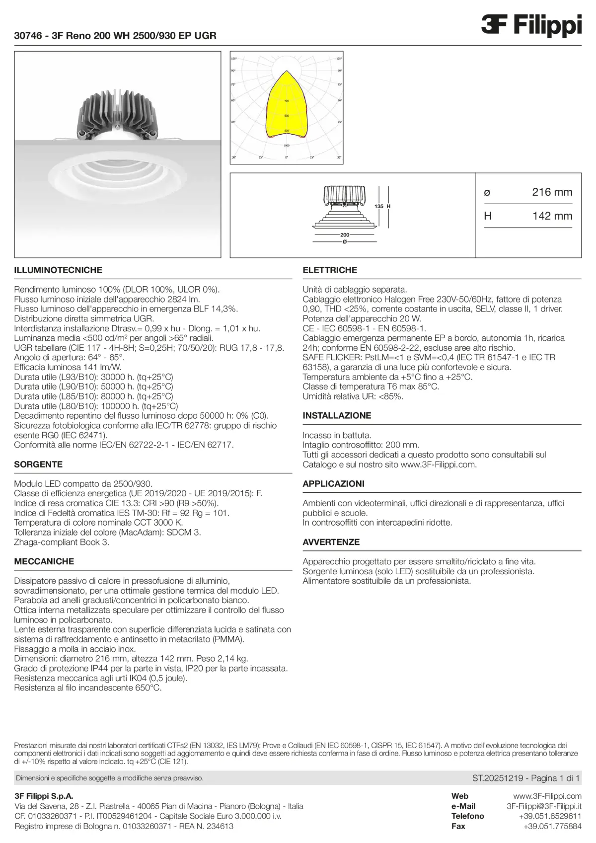 30746 - 3F Reno 200 WH 2500-930 EP UGR - Datasheet - it