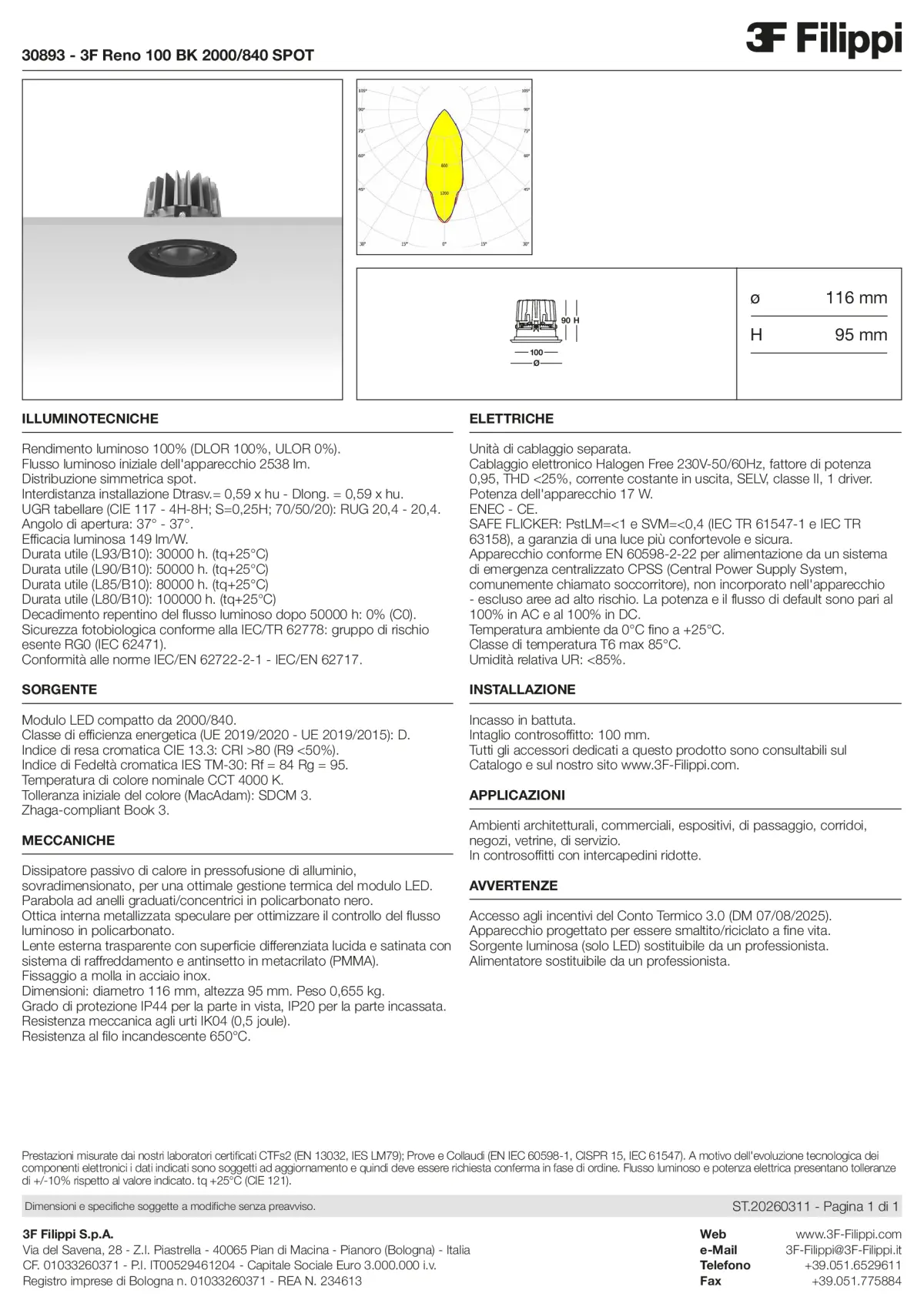 30893 - 3F Reno 100 BK 2000-840 SPOT - Datasheet - it