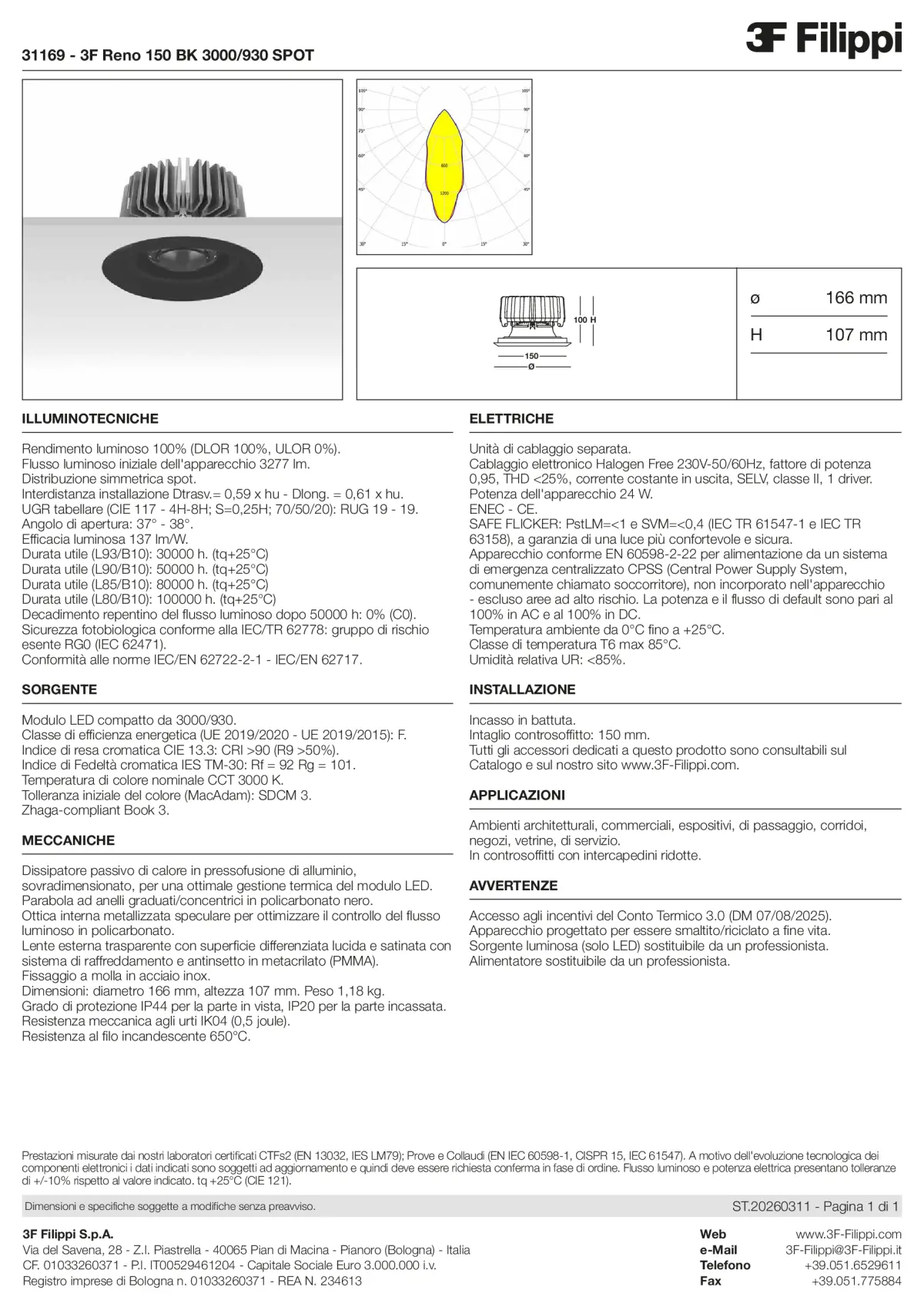 31169 - 3F Reno 150 BK 3000-930 SPOT - Datasheet - it
