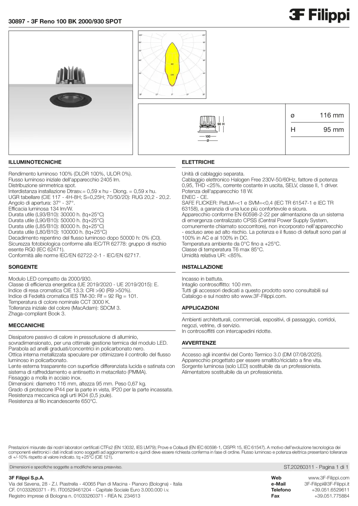 30897 - 3F Reno 100 BK 2000-930 SPOT - Datasheet - it