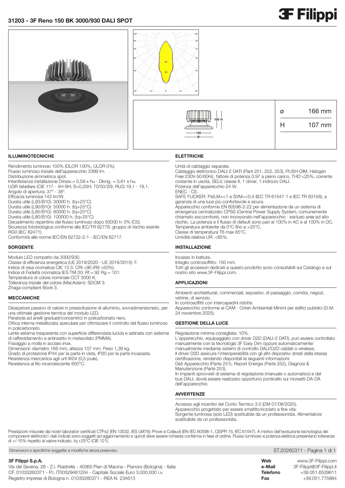 31203 - 3F Reno 150 BK 3000-930 DALI SPOT - Datasheet - it