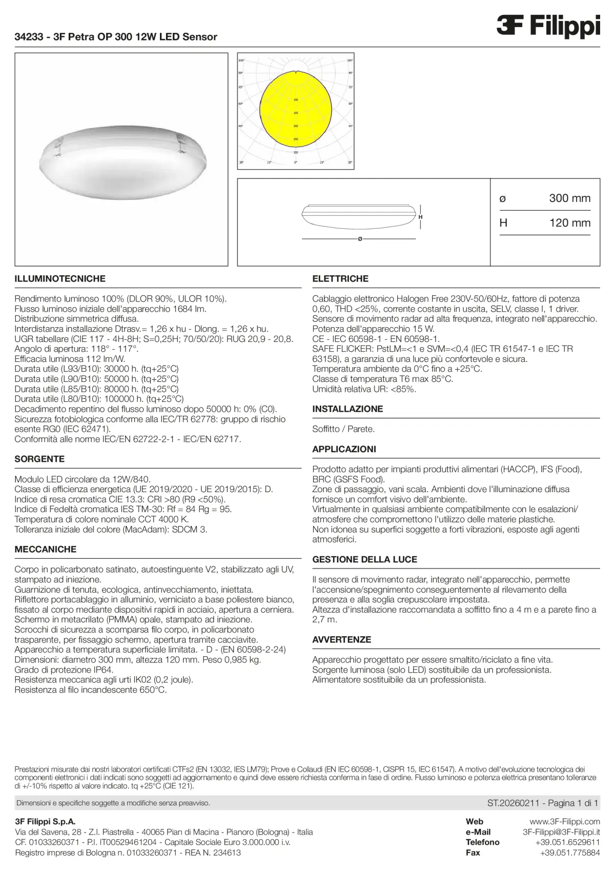 34233 - 3F Petra OP 300 12W LED Sensor - Datasheet - it