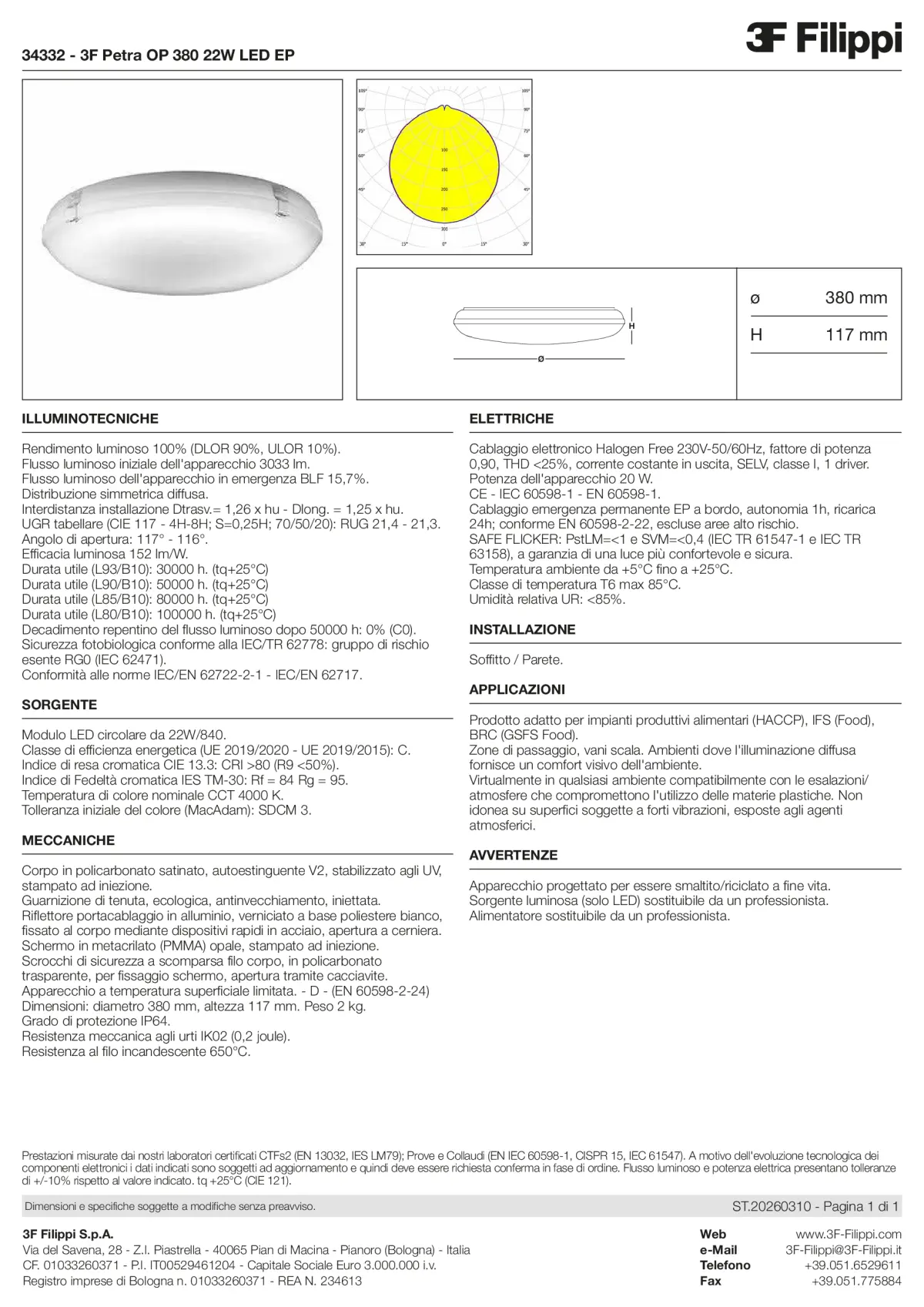 34332 - 3F Petra OP 380 22W LED EP - Datasheet - it