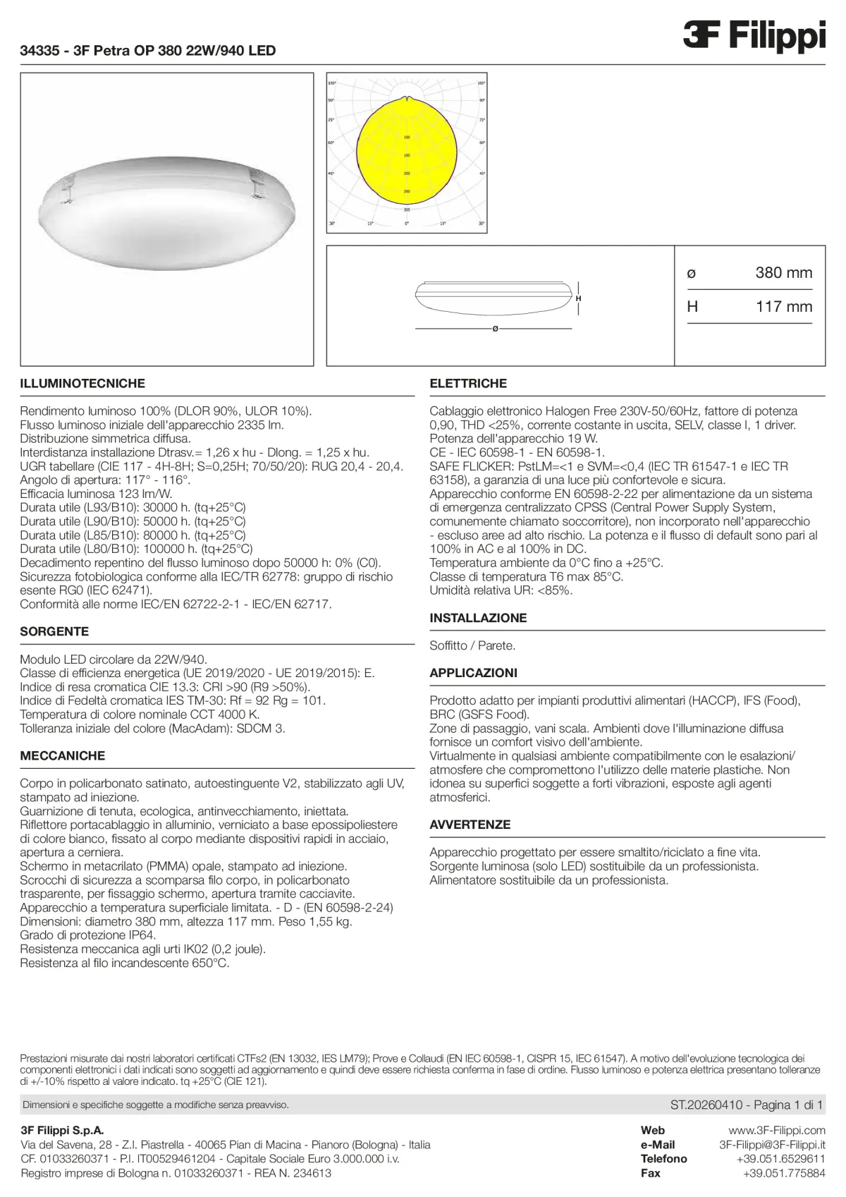 34335 - 3F Petra OP 380 22W-940 LED - Datasheet - it