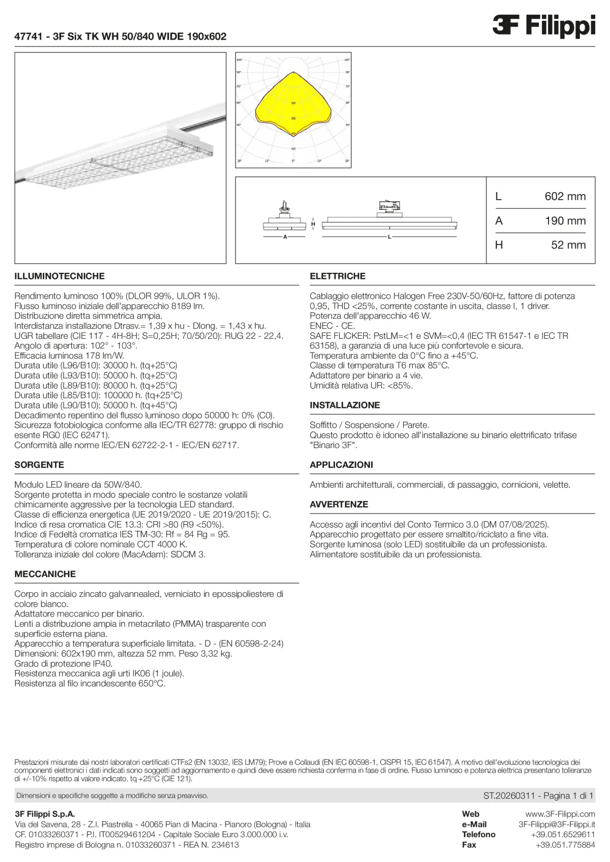 47741 - 3F Six TK WH 50-840 WIDE 190x602 - Datasheet - it