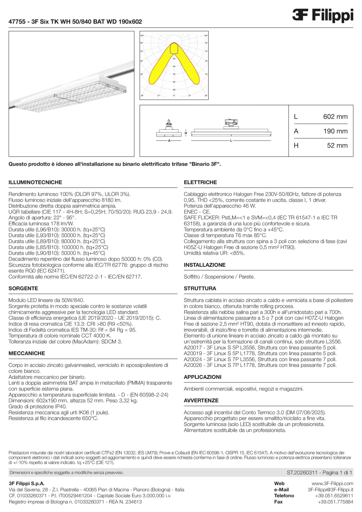 47755 - 3F Six TK WH 50-840 BAT WD 190x602 - Datasheet - it