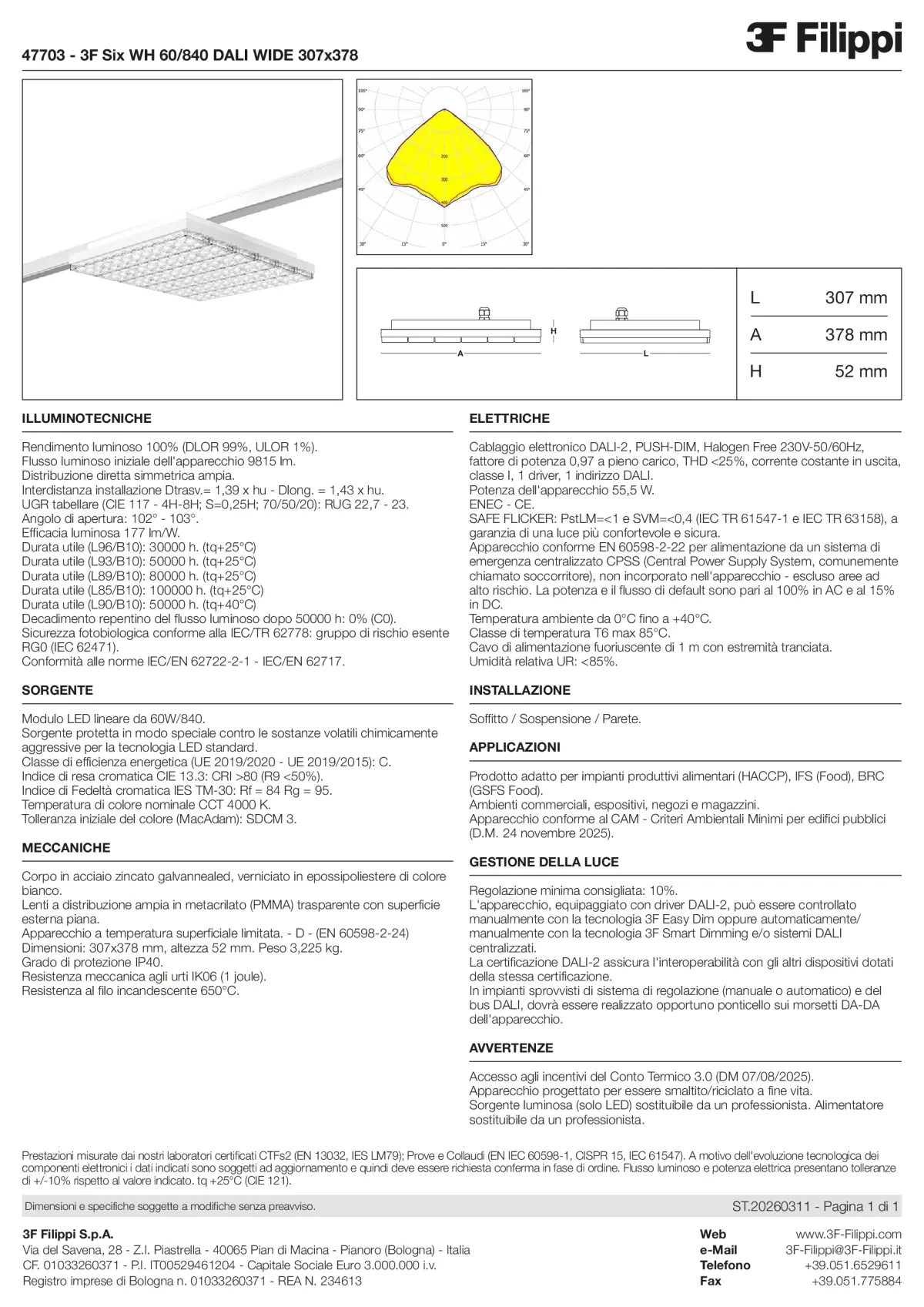 47703 - 3F Six WH 60-840 DALI WIDE 307x378 - Datasheet - it