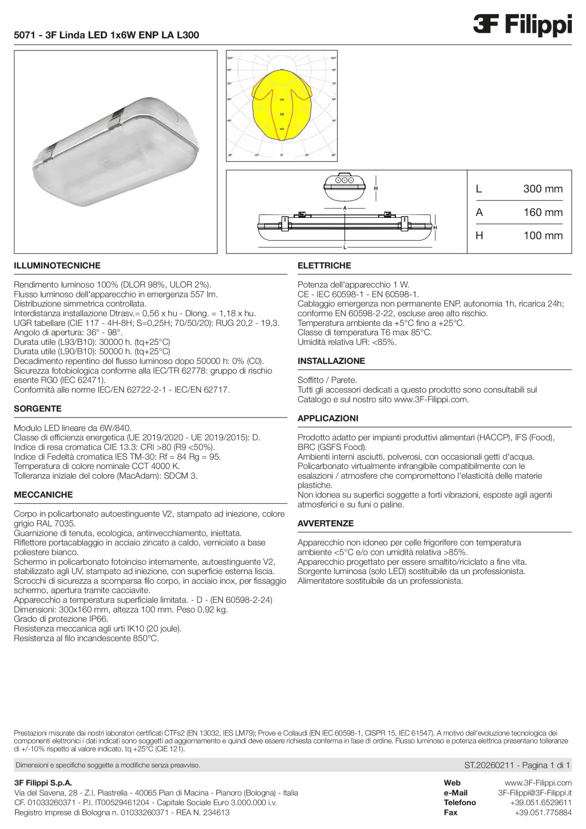 5071 - 3F Linda LED 1x6W ENP LA L300 - Datasheet - it