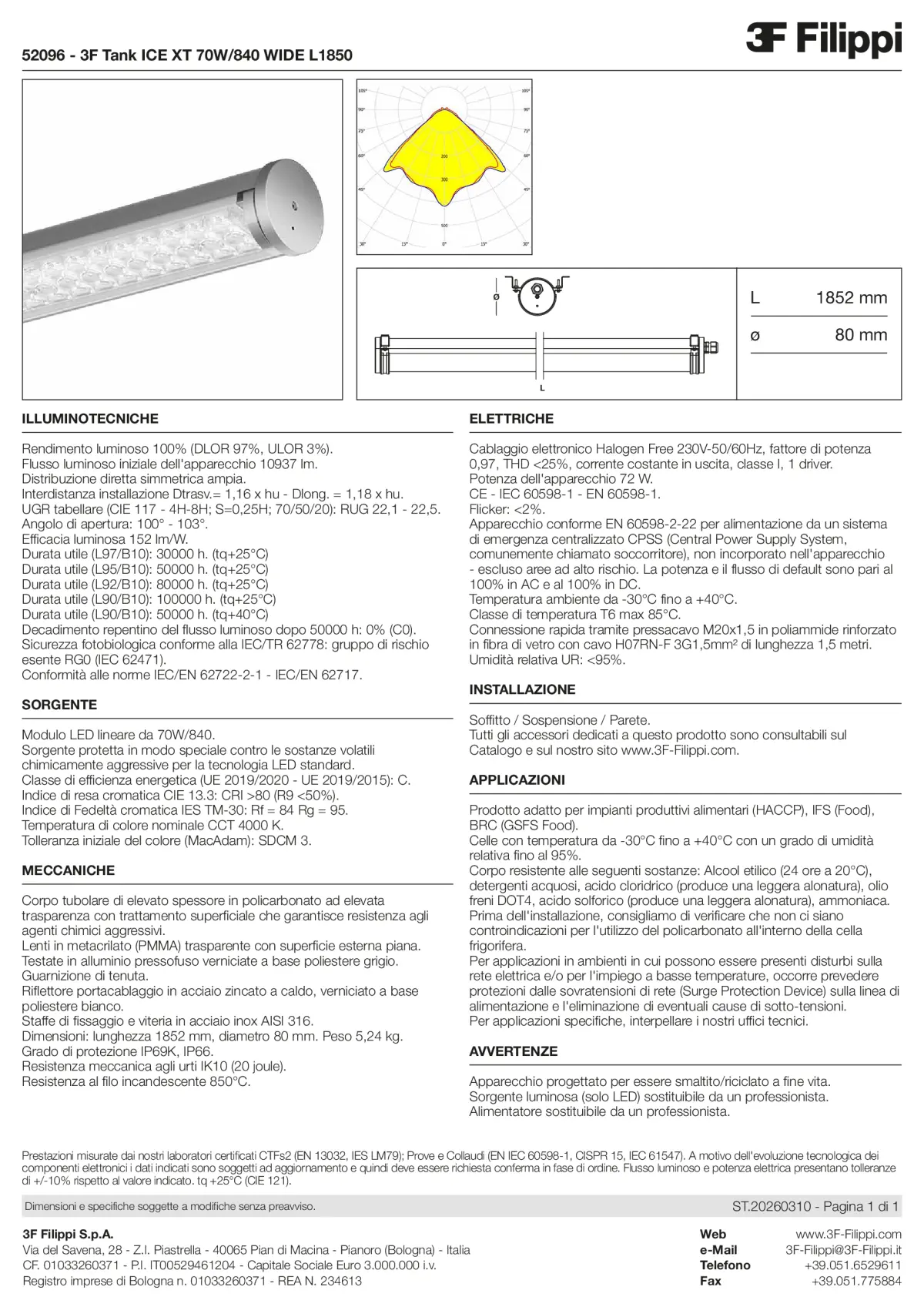52096 - 3F Tank ICE XT 70W-840 WIDE L1850 - Datasheet - it