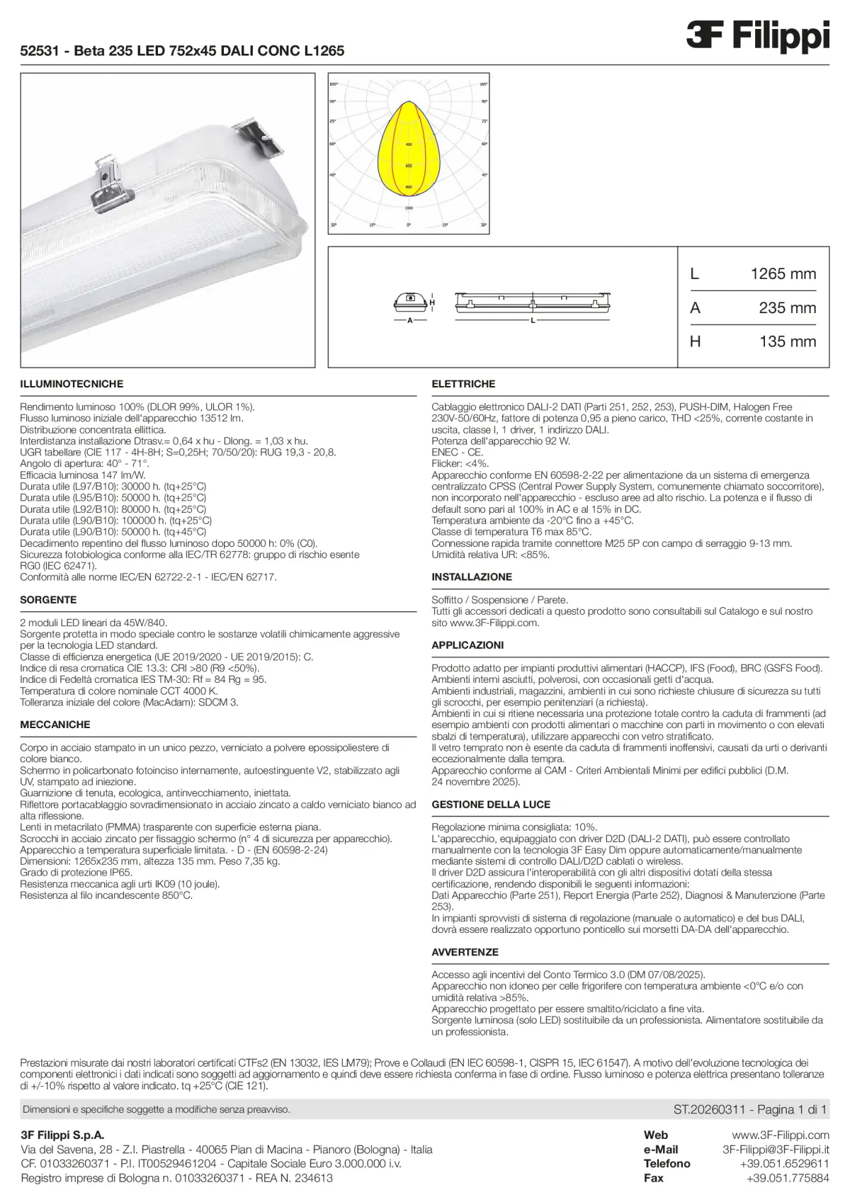 52531 - Beta 235 LED 752x45 DALI CONC L1265 - Datasheet - it