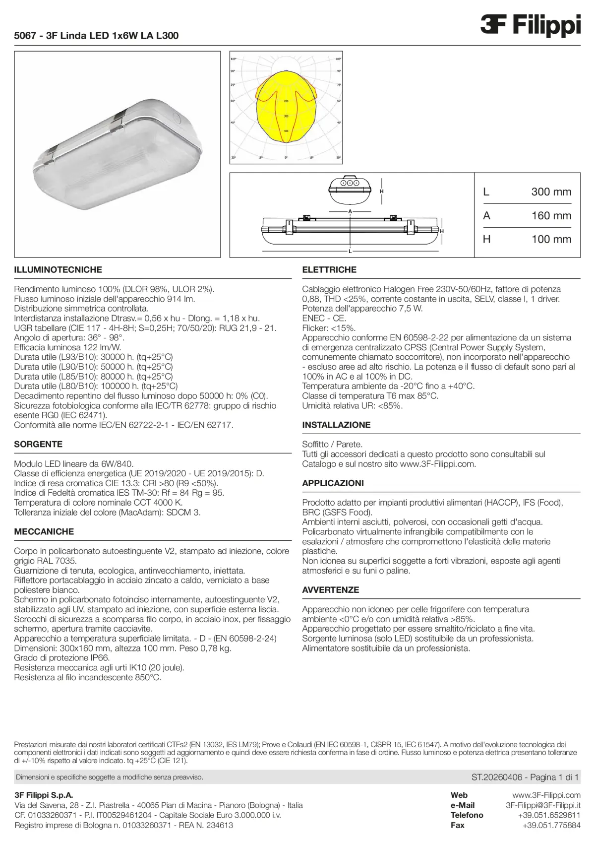 5067 - 3F Linda LED 1x6W LA L300 - Datasheet - it