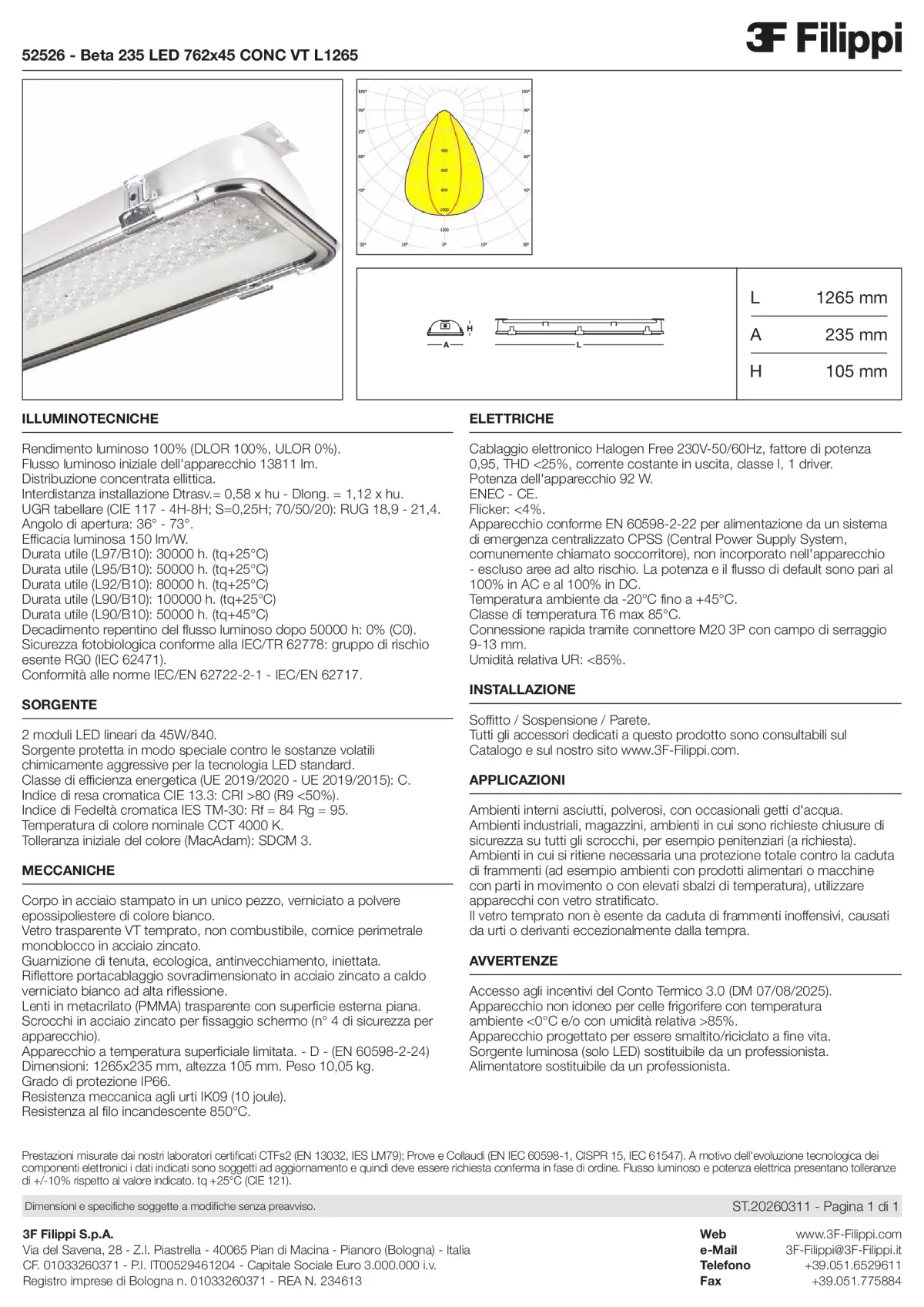 52526 - Beta 235 LED 762x45 CONC VT L1265 - Datasheet - it