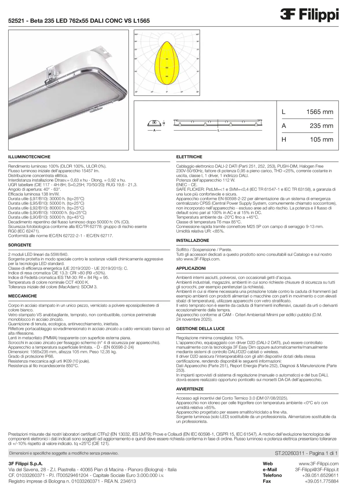 52521 - Beta 235 LED 762x55 DALI CONC VS L1565 - Datasheet - it