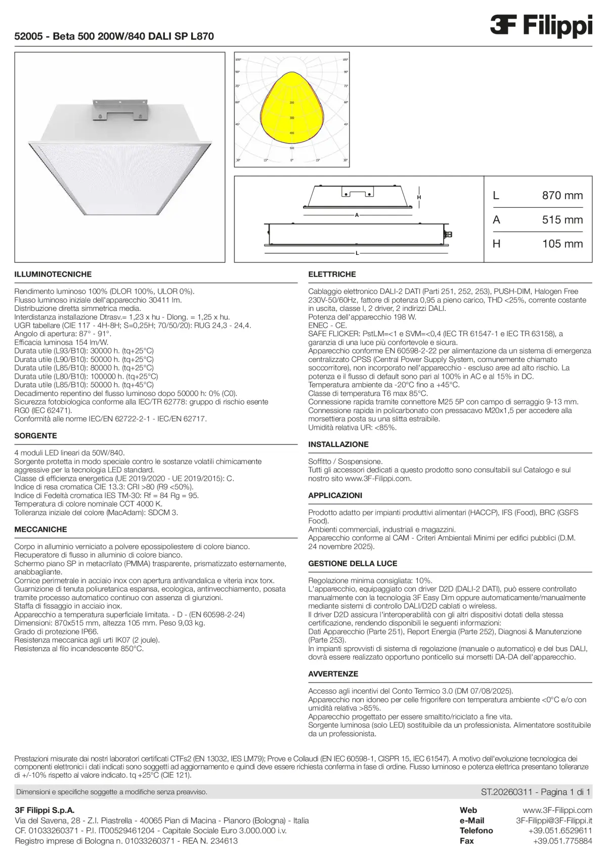 52005 - Beta 500 200W-840 DALI SP L870 - Datasheet - it