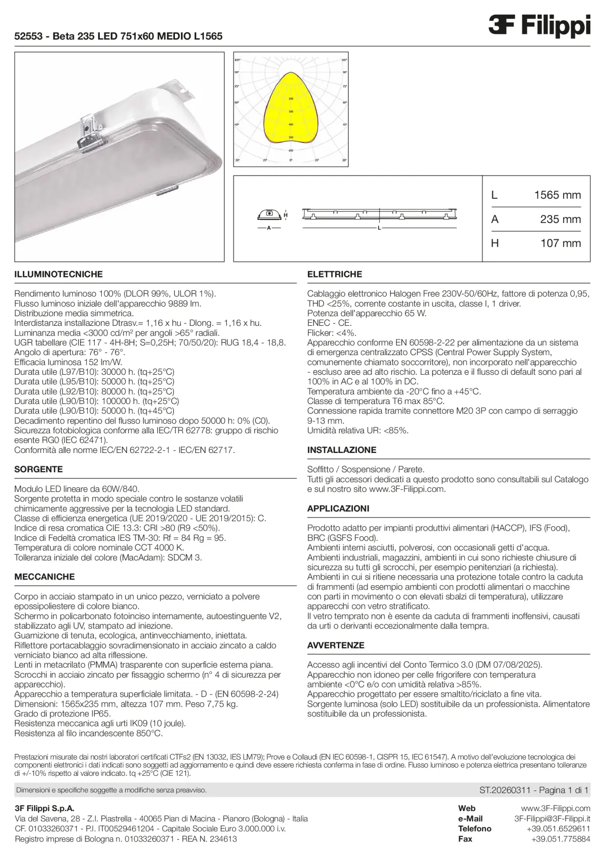 52553 - Beta 235 LED 751x60 MEDIO L1565 - Datasheet - it