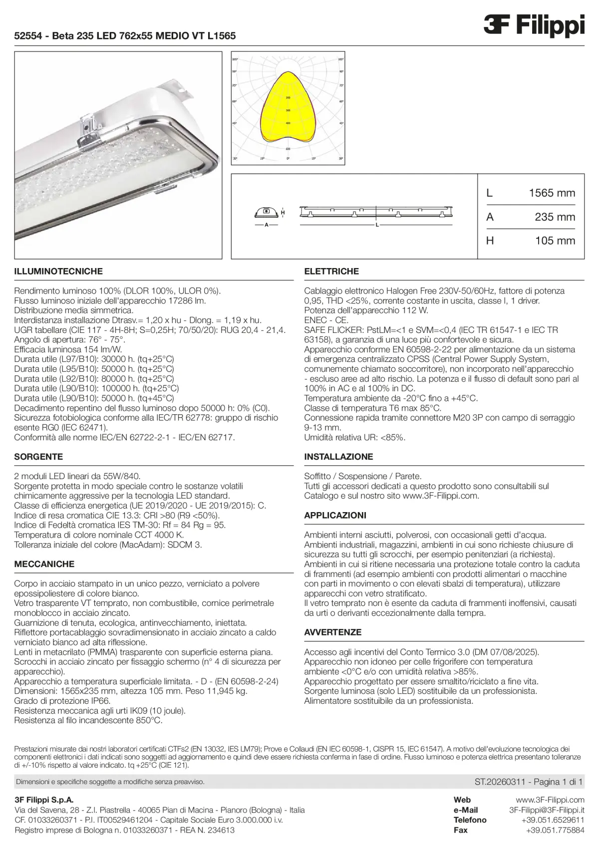 52554 - Beta 235 LED 762x55 MEDIO VT L1565 - Datasheet - it