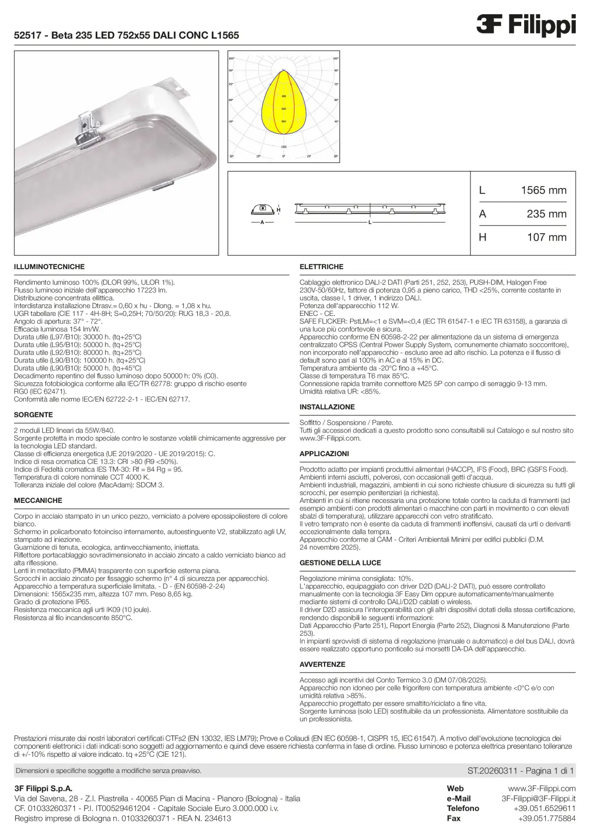 52517 - Beta 235 LED 752x55 DALI CONC L1565 - Datasheet - it