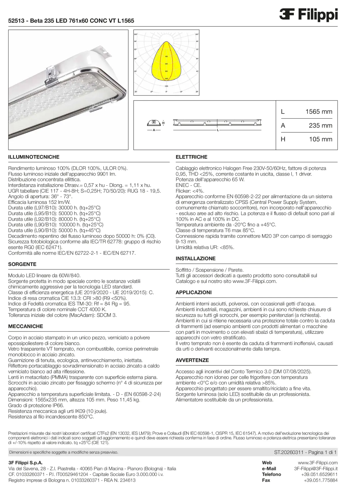 52513 - Beta 235 LED 761x60 CONC VT L1565 - Datasheet - it