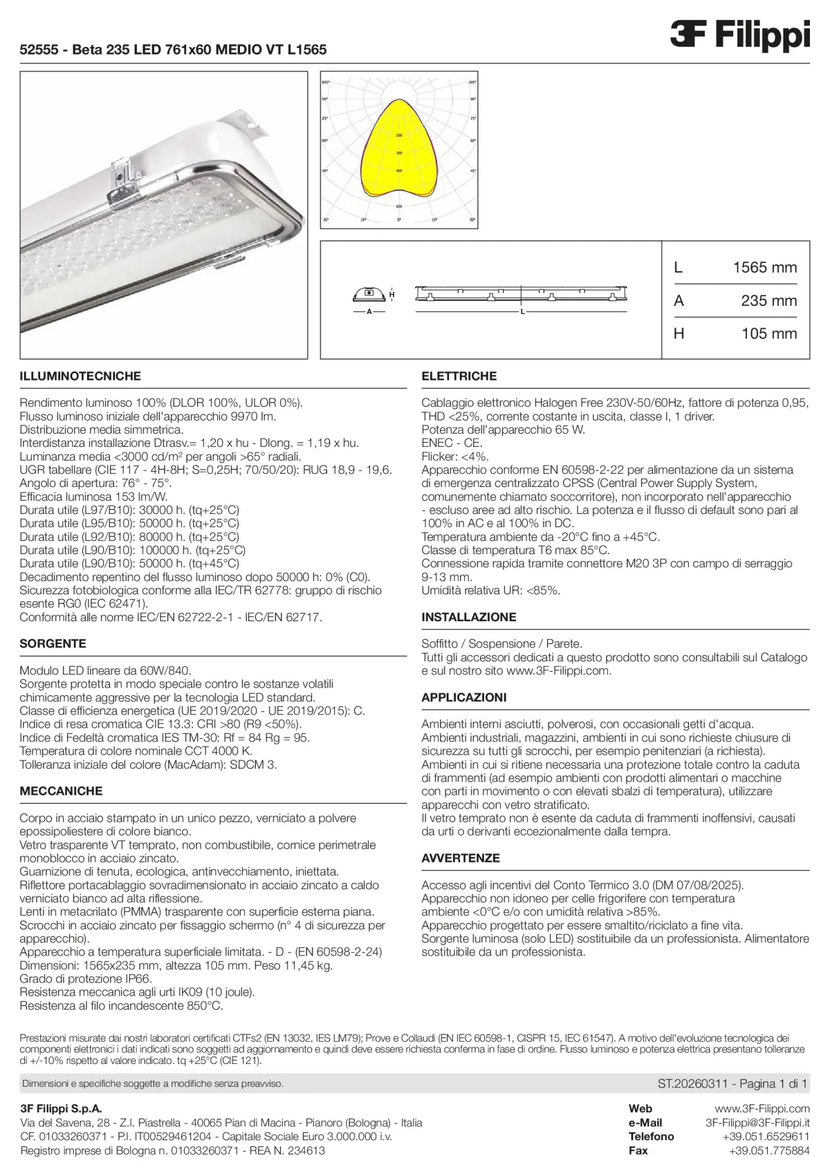 52555 - Beta 235 LED 761x60 MEDIO VT L1565 - Datasheet - it
