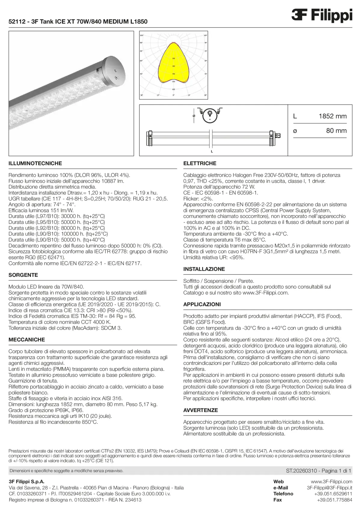 52112 - 3F Tank ICE XT 70W-840 MEDIUM L1850 - Datasheet - it