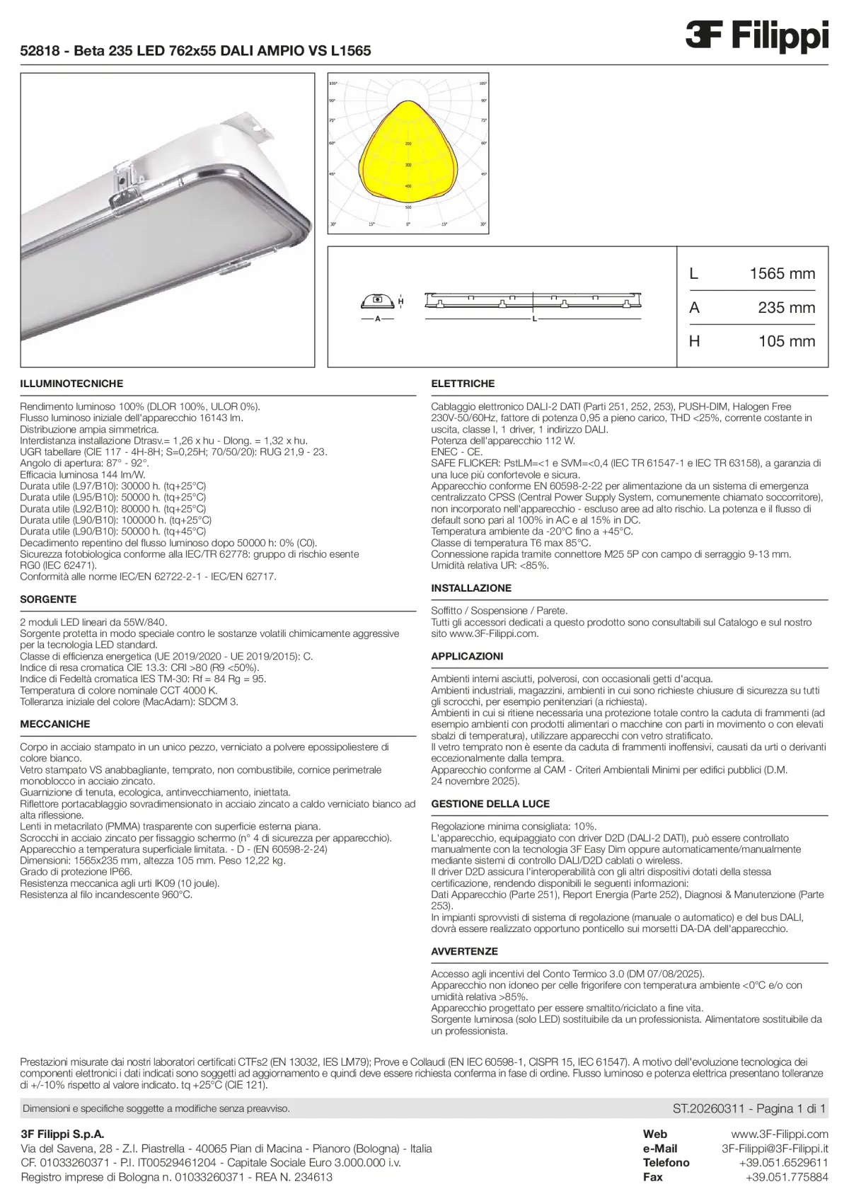 52818 - Beta 235 LED 762x55 DALI AMPIO VS L1565 - Datasheet - it
