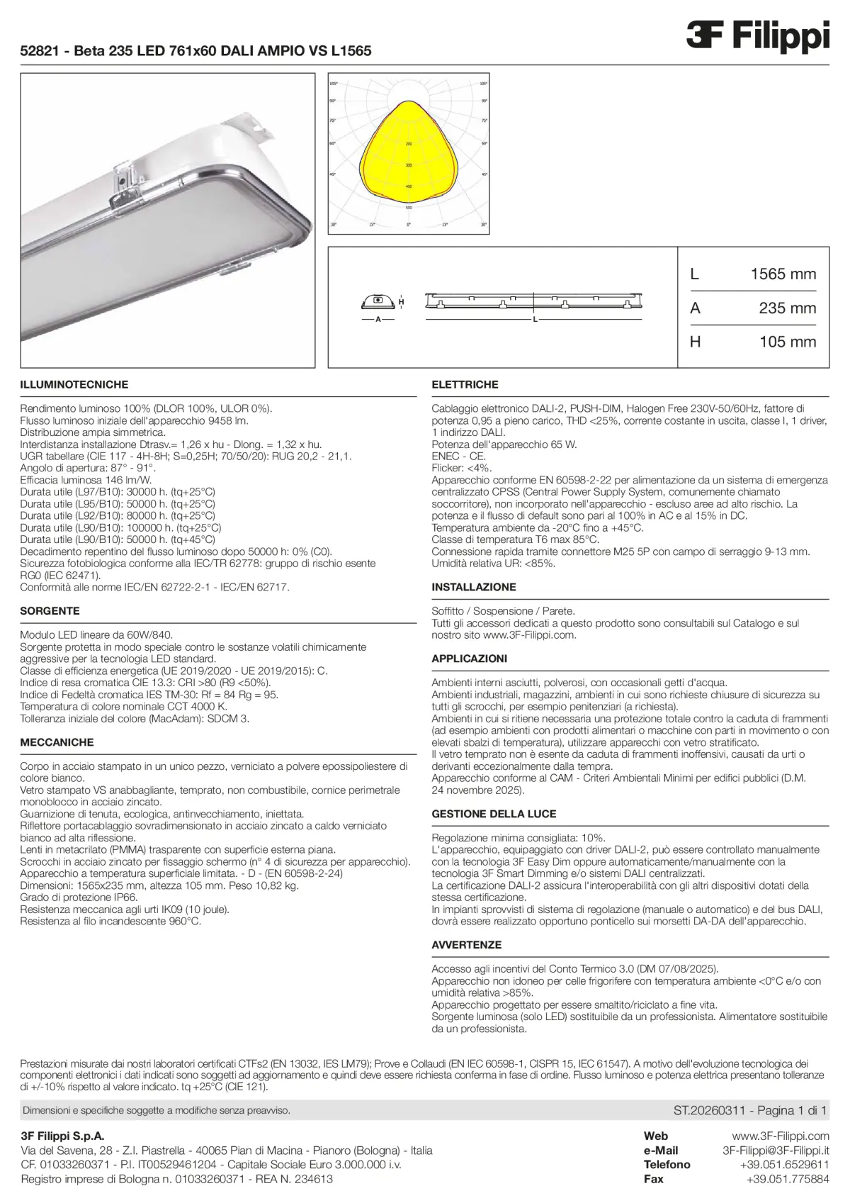 52821 - Beta 235 LED 761x60 DALI AMPIO VS L1565 - Datasheet - it