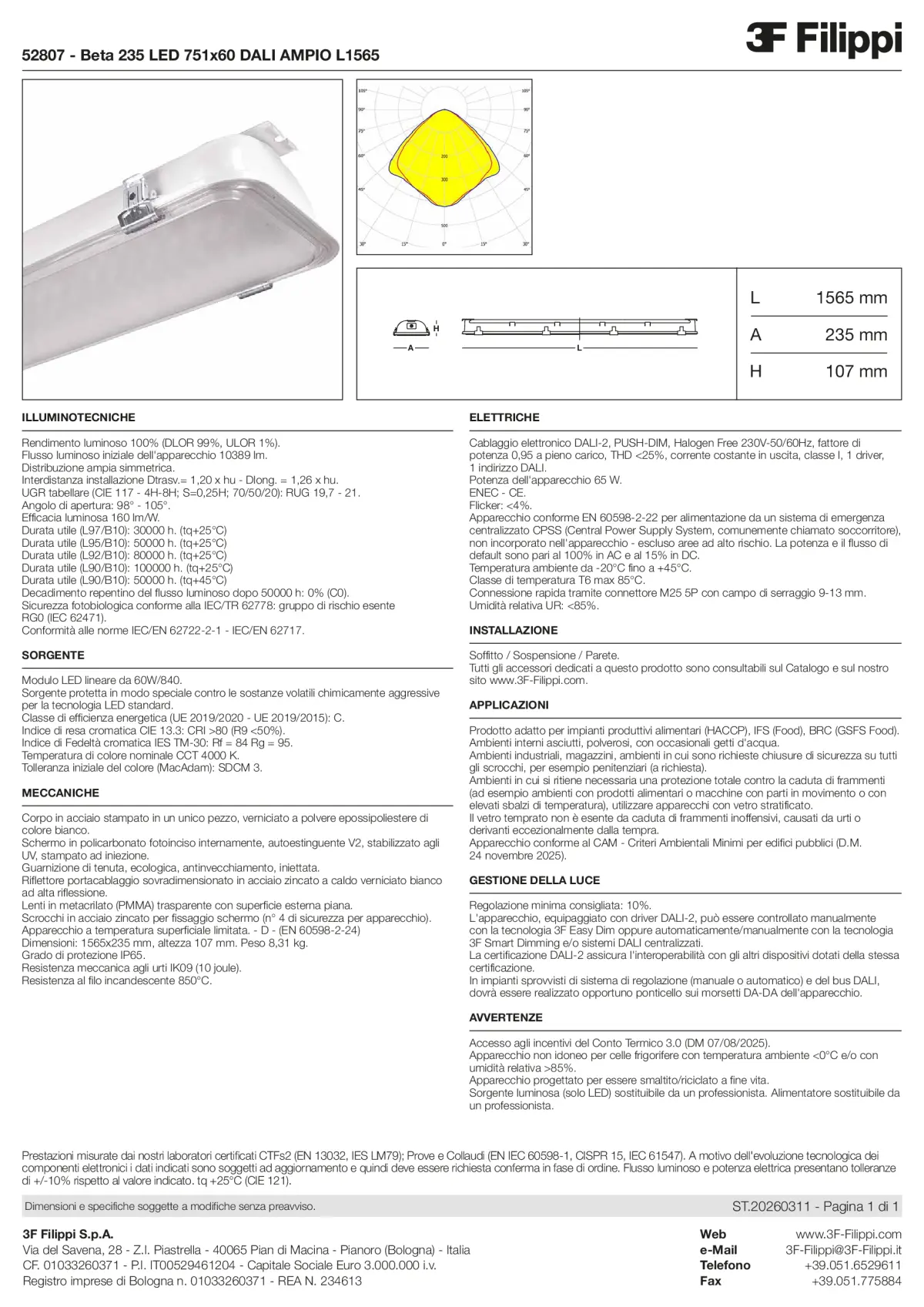 52807 - Beta 235 LED 751x60 DALI AMPIO L1565 - Datasheet - it