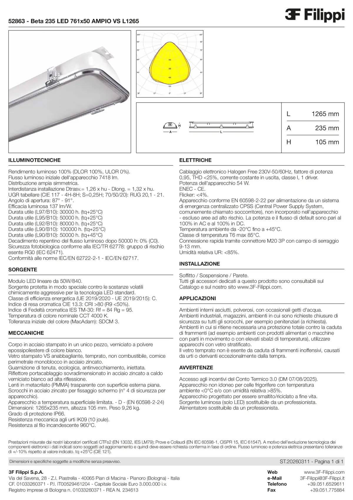 52863 - Beta 235 LED 761x50 AMPIO VS L1265 - Datasheet - it