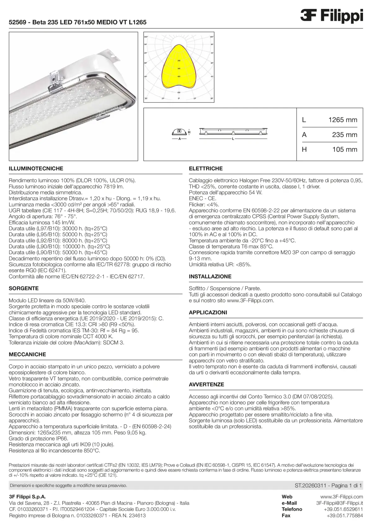 52569 - Beta 235 LED 761x50 MEDIO VT L1265 - Datasheet - it
