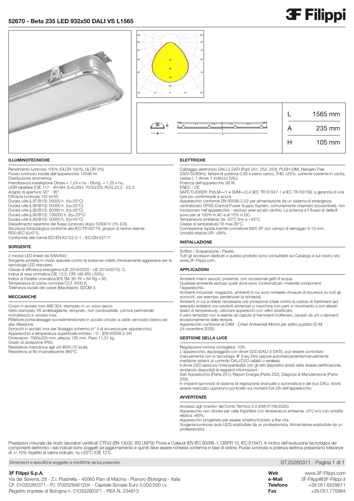 52670 - Beta 235 LED 932x50 DALI VS L1565 - Datasheet - it