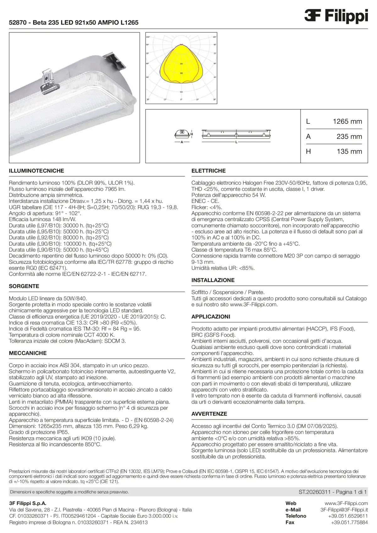 52870 - Beta 235 LED 921x50 AMPIO L1265 - Datasheet - it