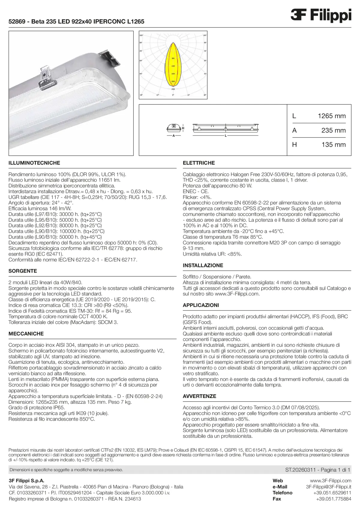 52869 - Beta 235 LED 922x40 IPERCONC L1265 - Datasheet - it
