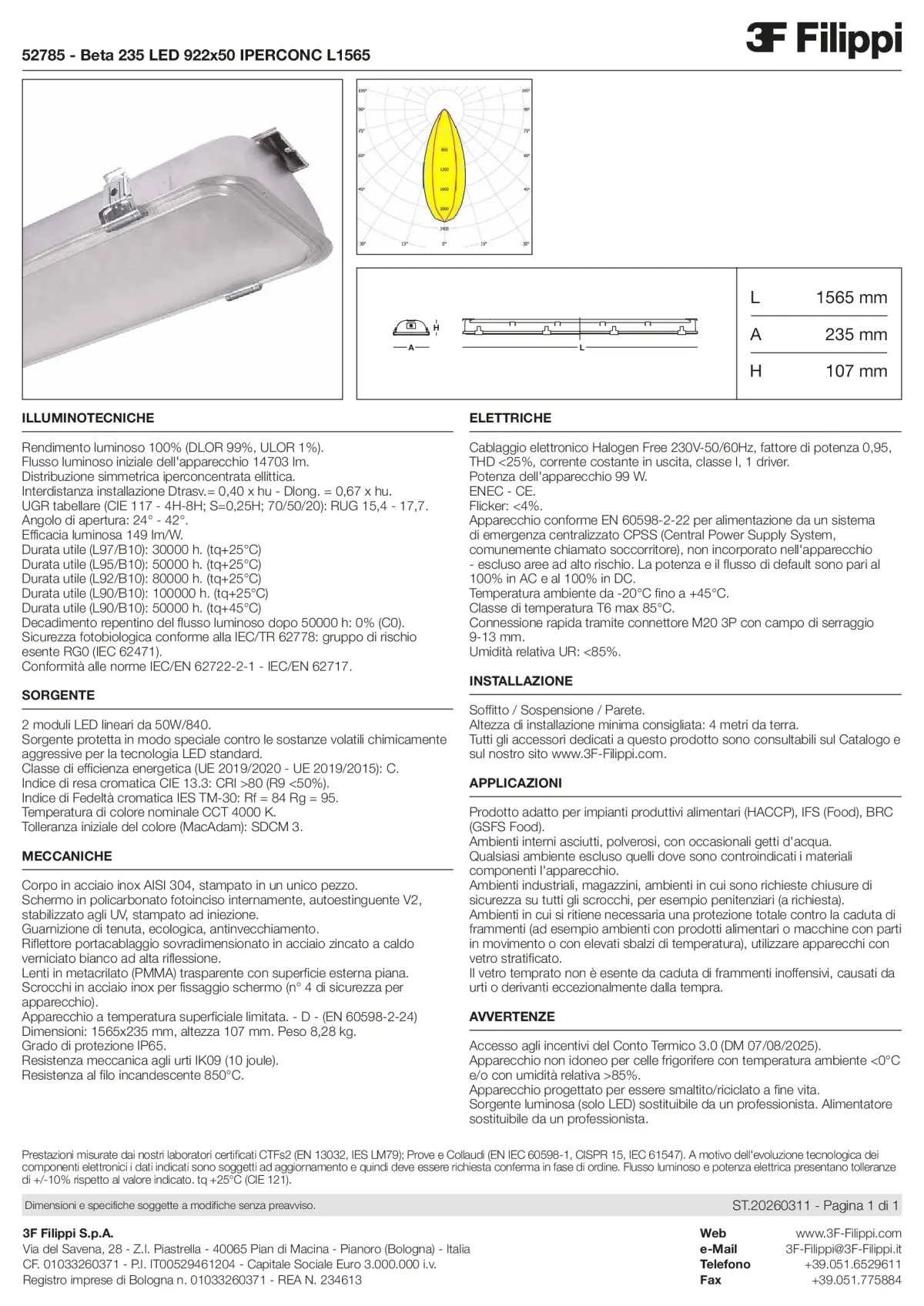 52785 - Beta 235 LED 922x50 IPERCONC L1565 - Datasheet - it