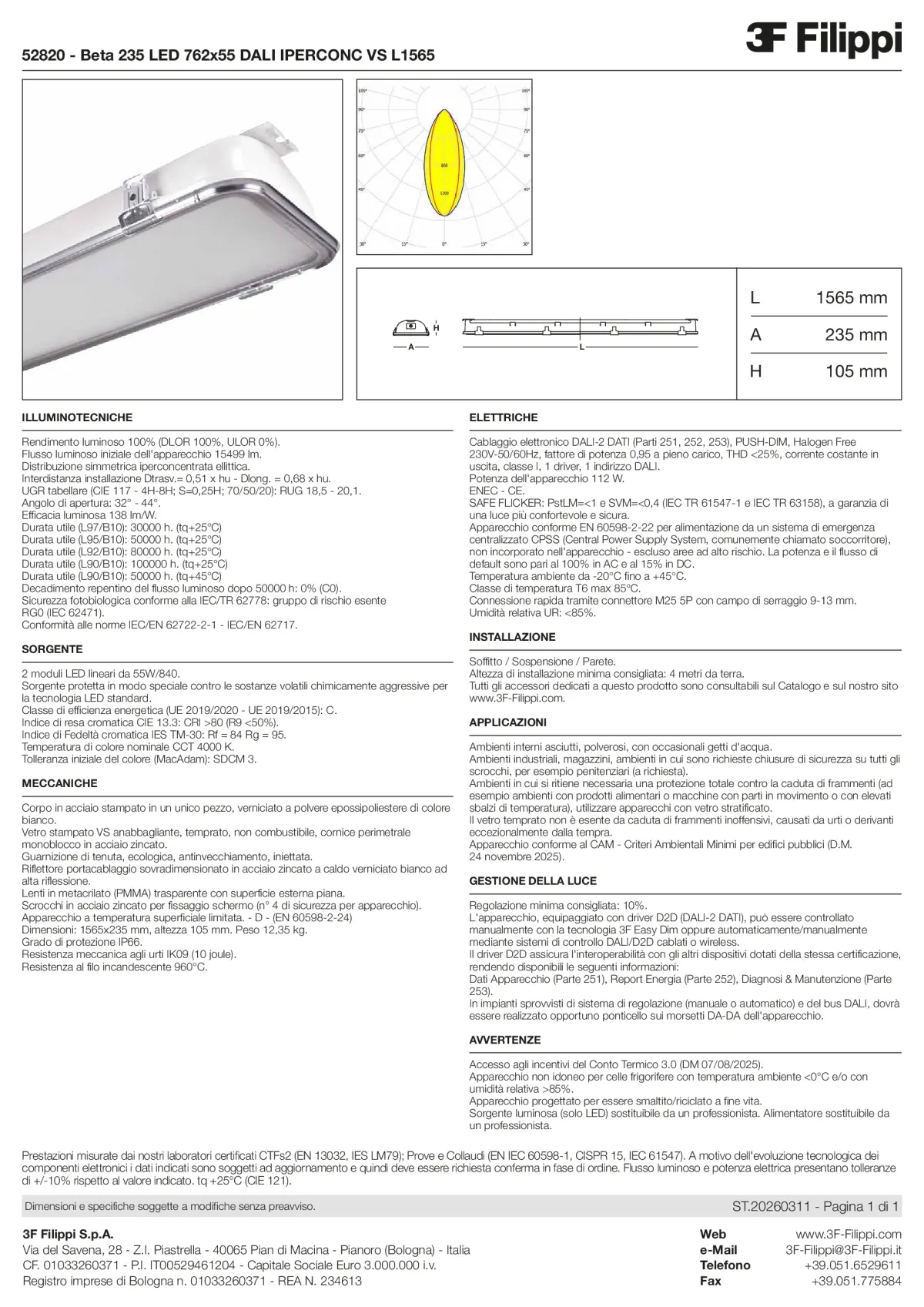 52820 - Beta 235 LED 762x55 DALI IPERCONC VS L1565 - Datasheet - it