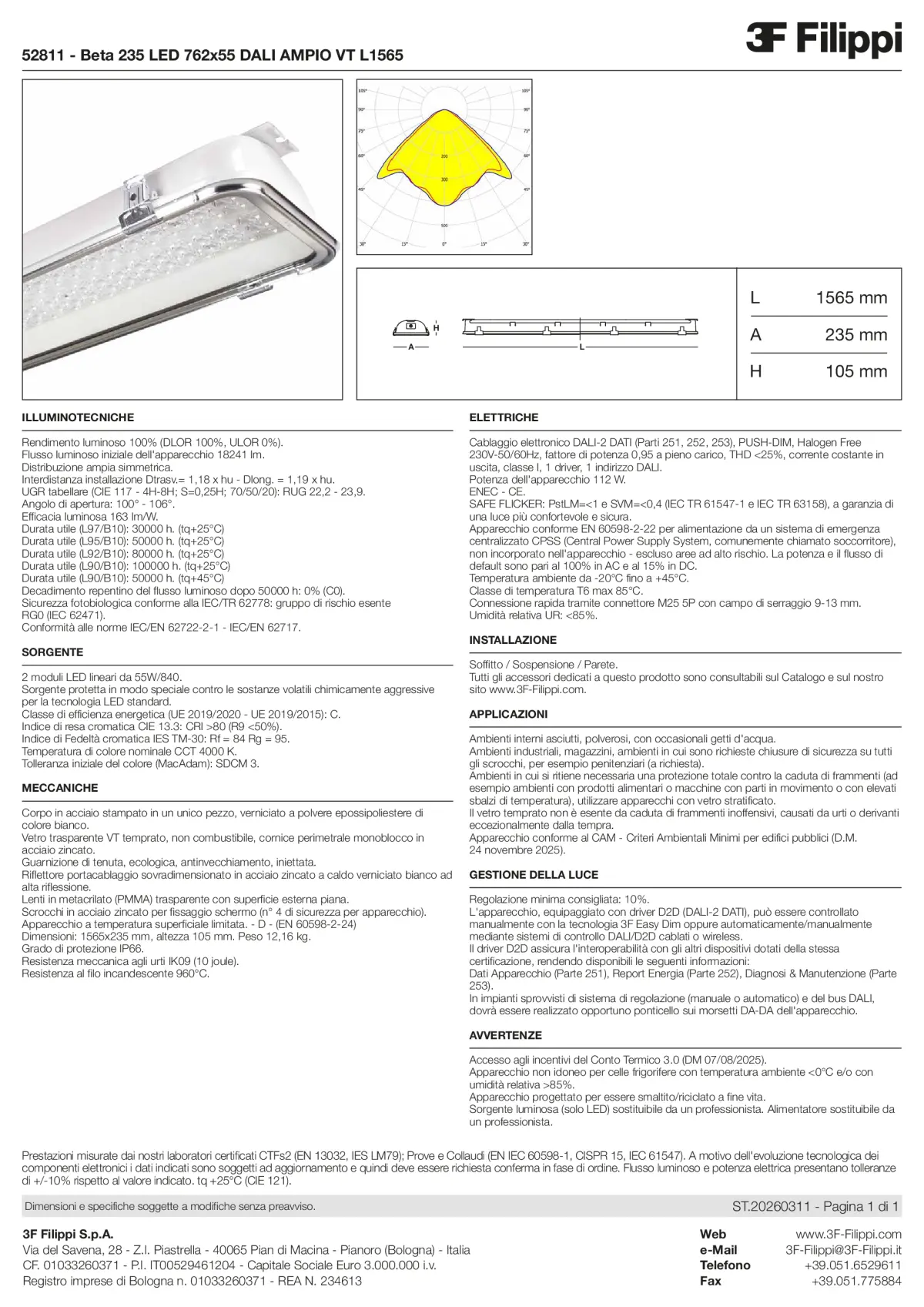 52811 - Beta 235 LED 762x55 DALI AMPIO VT L1565 - Datasheet - it