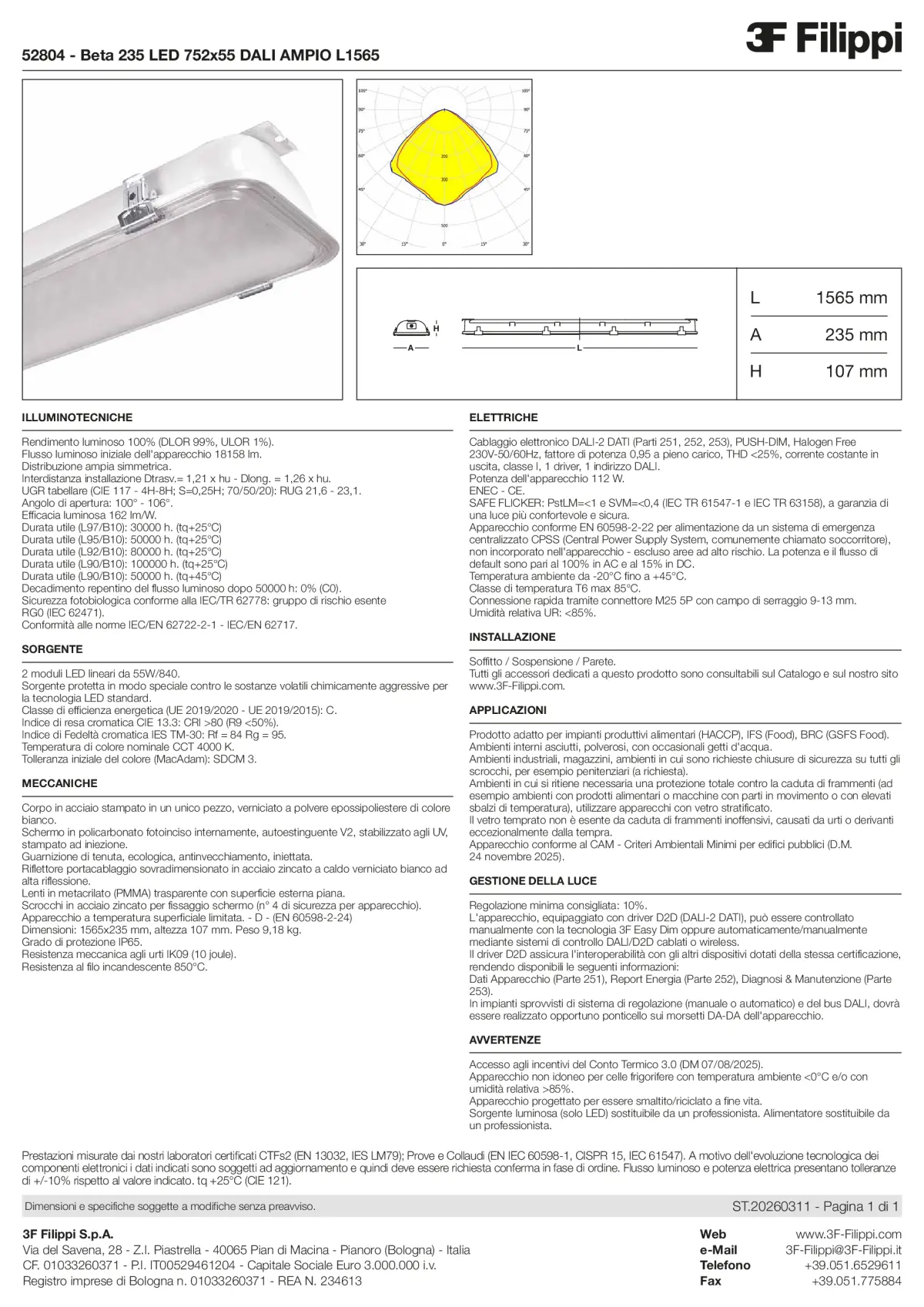 52804 - Beta 235 LED 752x55 DALI AMPIO L1565 - Datasheet - it
